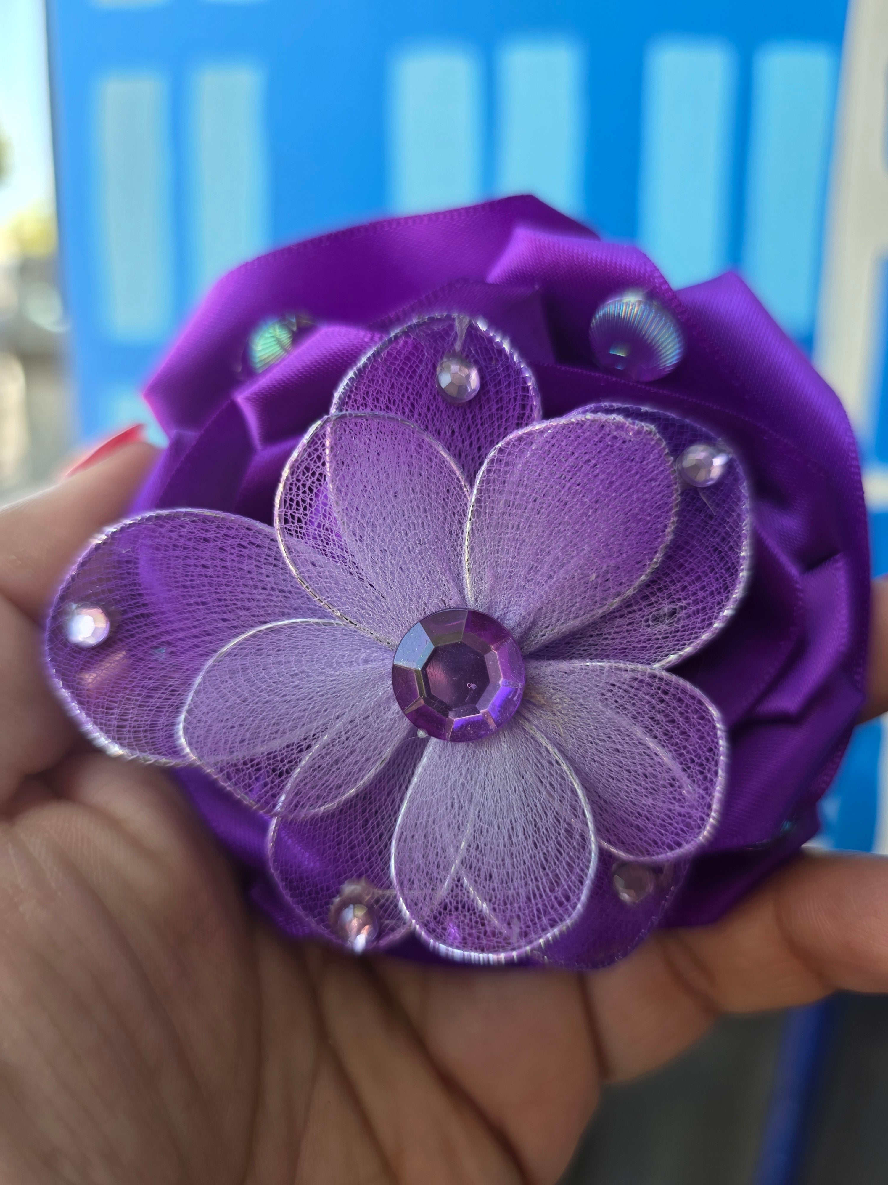 Purple single rose keychain