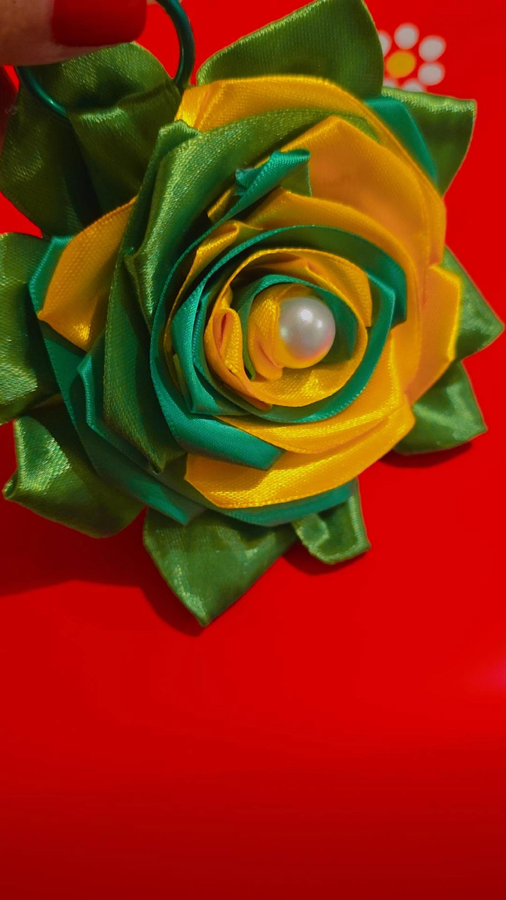 Brazil-Inspired Ribbon Rose Keychain